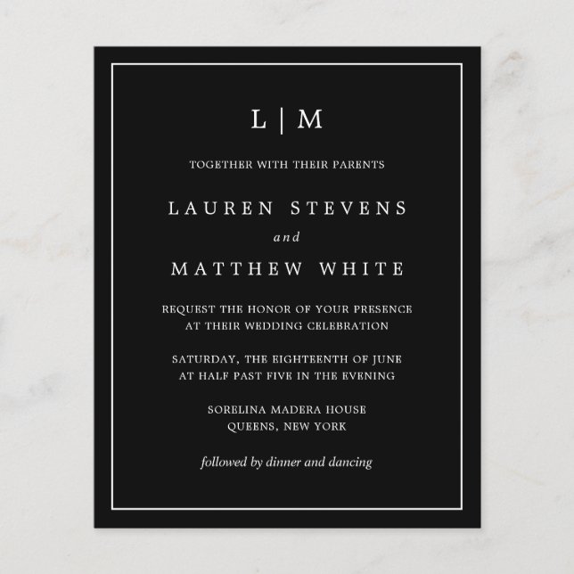 Papier Invitation de mariage simple et économique avec mo (Devant)