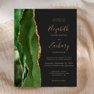 Papier Invitation de mariage sombre Budget Hunter Vert Or