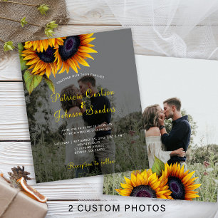 Papier Invitation de mariage tournesol chute de 2 photos 