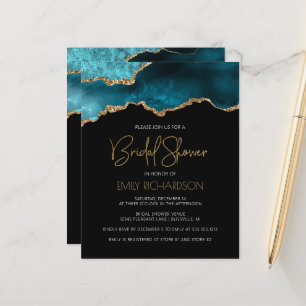 Papier Invitation de mariage turquoise géode agate budget