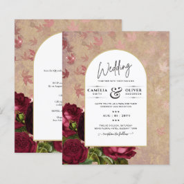 Papier Invitation de mariage Vintage de roses rouges bota