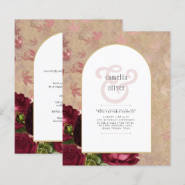 Papier Invitation de mariage Vintage de roses rouges bota