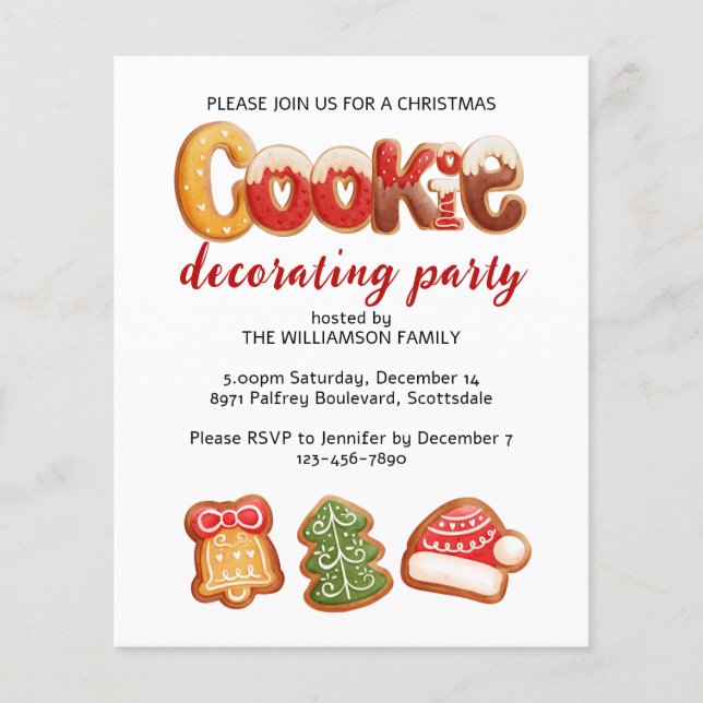 Papier Invitation de Noël Cookie Party (Devant)