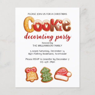 Papier Invitation de Noël Cookie Party