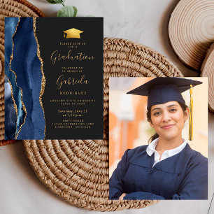 Papier Invitation de photo d'agate bleue de remise des di