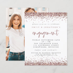 Papier Invitation de photo Rose de Parties scintillant d'