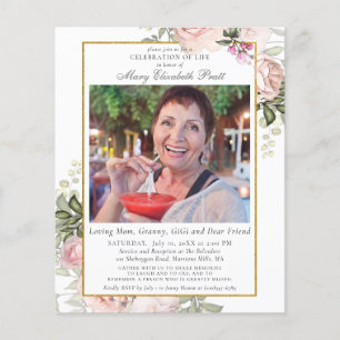 Papier Invitation de photos de fleurs rose budget