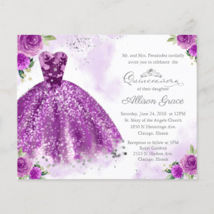 Papier Invitation de Quinceanera à petit budget Robe arge