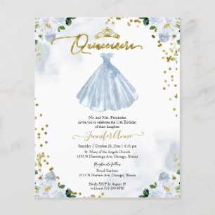 Papier Invitation de Quinceanera à petit budget Robe flor