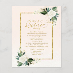 Papier Invitation de Quinceanera de budget bilingue rose 