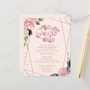 Papier Invitation de Quinceanera de budget en rose pâle e