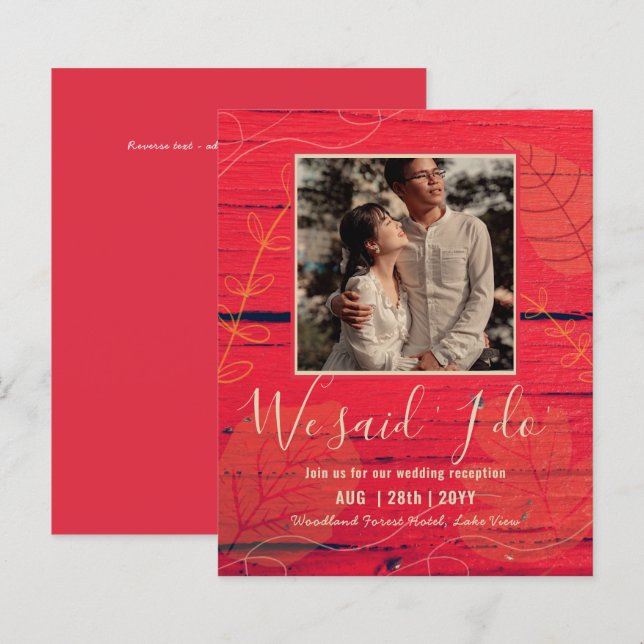 Papier Invitation de réception de mariage à petit budget  (Devant / Derrière)