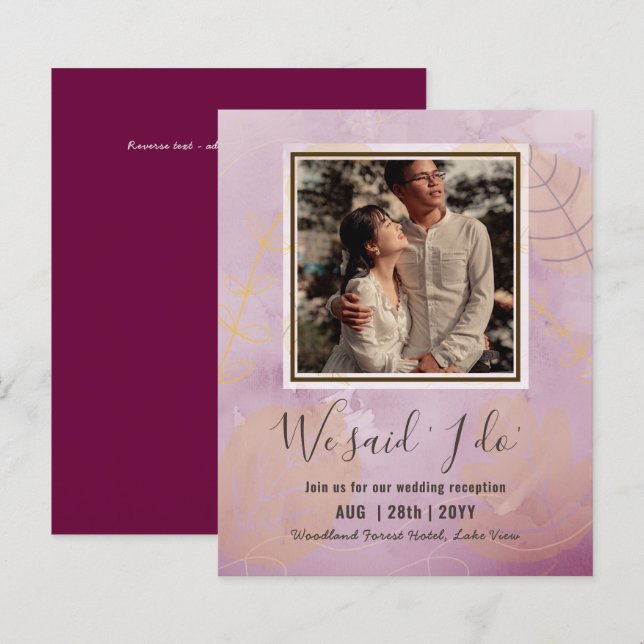 Papier INVITATION De Réception De Mariage BUDGÉTAIRE Avec (Devant / Derrière)