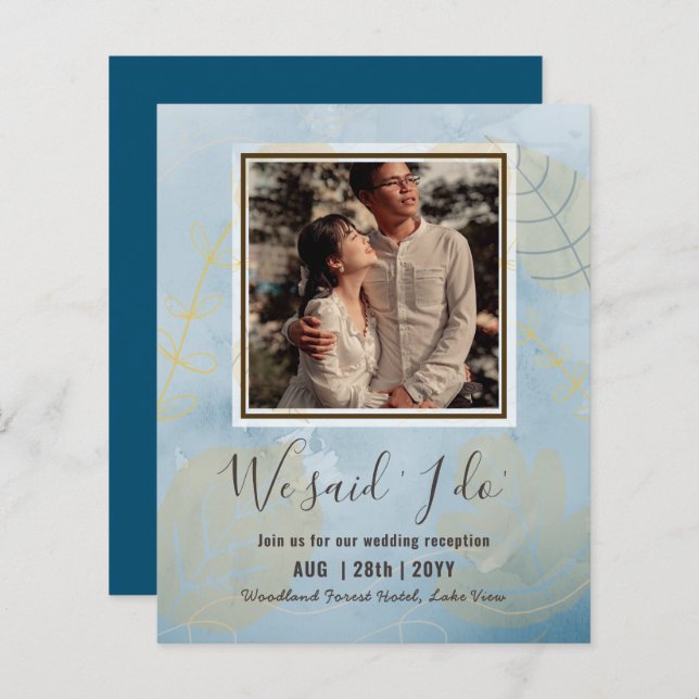 Papier INVITATION De Réception De Mariage BUDGÉTAIRE Avec (Devant / Derrière)