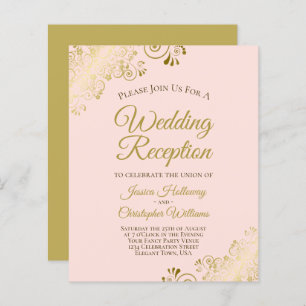 Papier Invitation de réception de mariage Ornate Pink & G