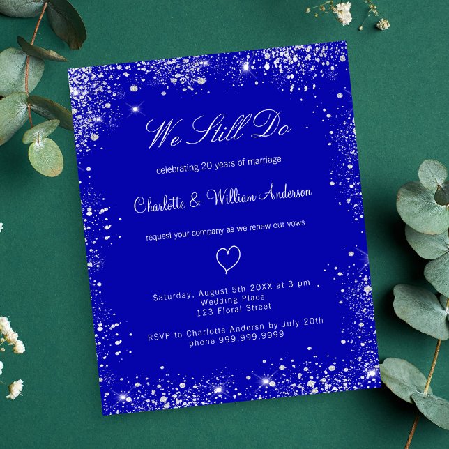 Papier Invitation de renouvellement de vœux bleu royal ar (Créateur téléchargé)