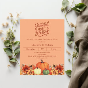 Papier Invitation de Thanksgiving de la tangerine atomiqu