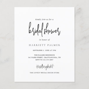 Papier Invitation d'Fête des mariées budgétaire noir et b