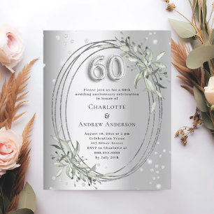Papier Invitation diamantée argentée pour les 60 ans de m