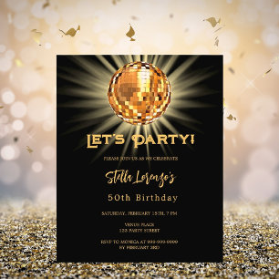 Papier Invitation Disco Black Gold 50e anniversaire