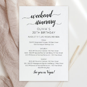 Papier Invitation d'itinéraire d'anniversaire de week-end