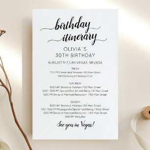 Papier Invitation d'itinéraire d'anniversaire minimaliste