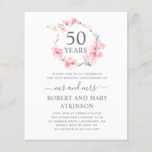 Papier Invitation du 50e anniversaire Budget Pink Cherry 