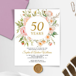 Papier Invitation du 50e anniversaire des fleurs douces d
