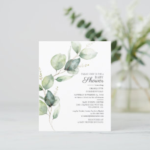 Papier Invitation du Baby shower botanique Eucalyptus Bud