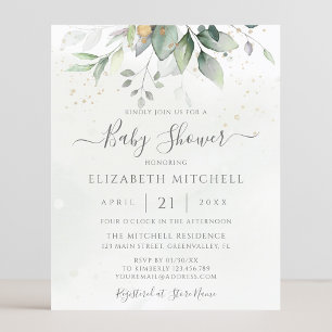 Papier Invitation du Baby shower botanique Eucalyptus Bud
