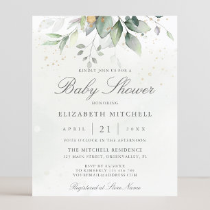 Papier Invitation du Baby shower botanique Eucalyptus Bud