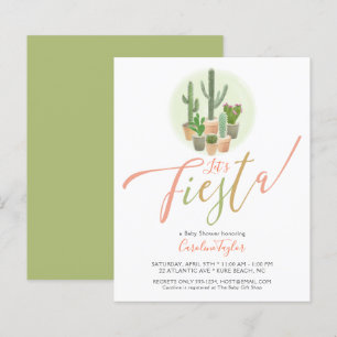 Papier Invitation du Baby shower budgétaire Fiesta Cactus