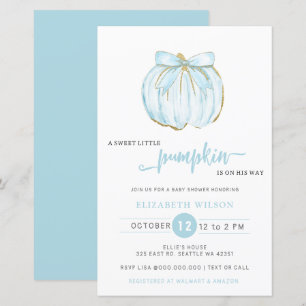 Papier Invitation du Baby shower Citrouille bleu Boy Boy