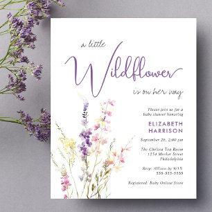 Papier Invitation du Baby shower d'aquarelle Fleur sauvag