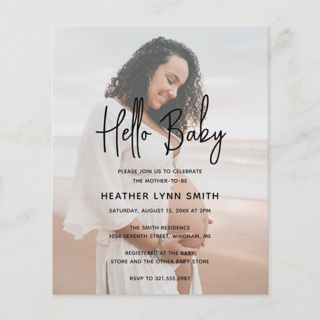 Papier Invitation du Baby shower de budget photo Hello mo (Devant)