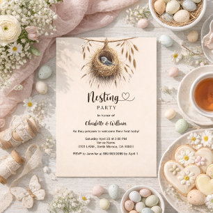 Papier Invitation du baby shower de nid d'oiseaux de la f