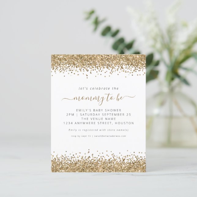 Papier Invitation du Baby shower de Parties scintillant d (Debout devant)