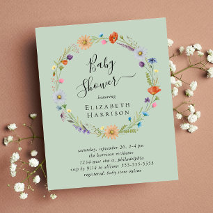 Papier Invitation du Baby shower de stockage floral Boho
