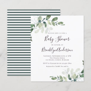Papier Invitation du Baby shower de verdure budgétaire