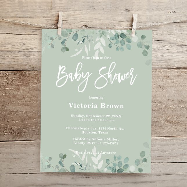Papier Invitation du Baby shower de verdure budgétaire (Créateur téléchargé)
