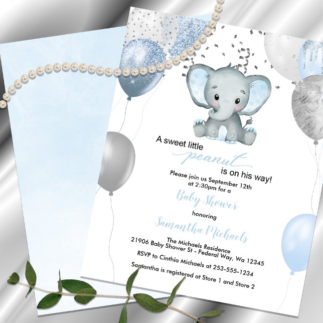 Papier Invitation du Baby shower des ballons éléphants du (Budget Elephant Balloons Watercolor Baby Shower)