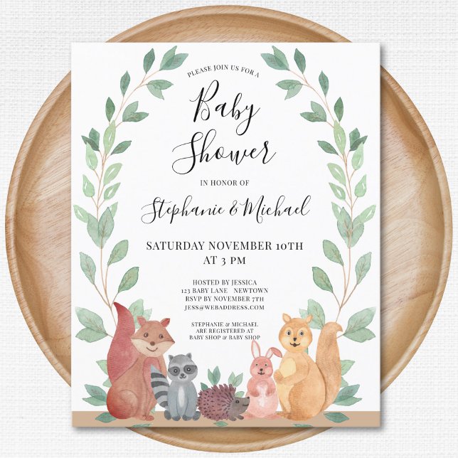 Papier Invitation du Baby shower des couples de bois (Créateur téléchargé)