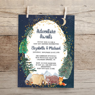 Papier Invitation du Baby shower des couples de bois