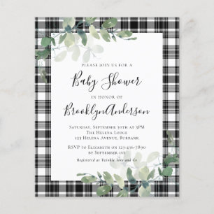 Papier Invitation du Baby shower d'eucalyptus budgété