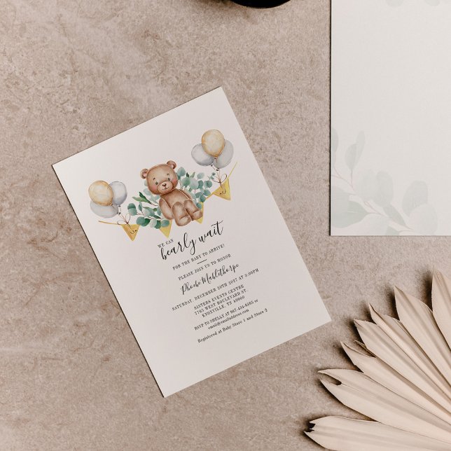 Papier Invitation du Baby shower d'ours à budget (Créateur téléchargé)
