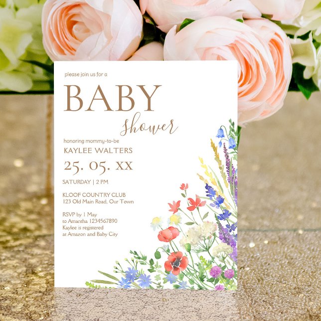 Papier Invitation du baby shower du budget Fleurs de prai (Créateur téléchargé)