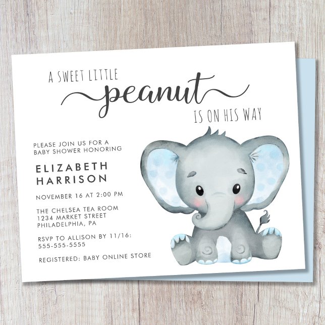 Papier Invitation du Baby shower Elephant Budget (Créateur téléchargé)