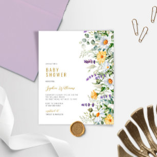Papier Invitation du Baby shower Fleur sauvage Chamomile 