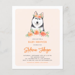 Papier Invitation du Baby shower floral de Husky de Sibér