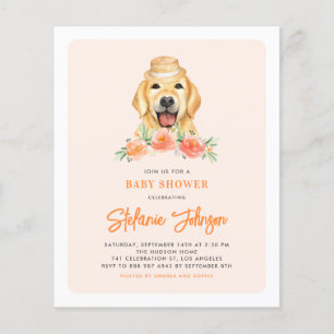 Papier Invitation du Baby shower Golden Retriever Peach